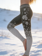 St. Patrick's Day Leggings: 3D-Druck Kleeblatt, Grau, Shaping, Hoher Bund S-5XL