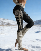 Viking Leggings Schwarz Weiß: 3D-Print Lebensbaum, Keltisch, Push Up Yoga-Hose Fit Größe S-5XL