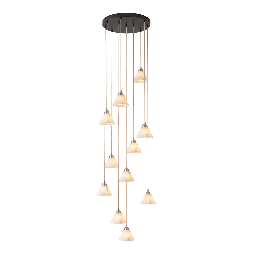 Conical Alabaster Brass Pendant Lamp