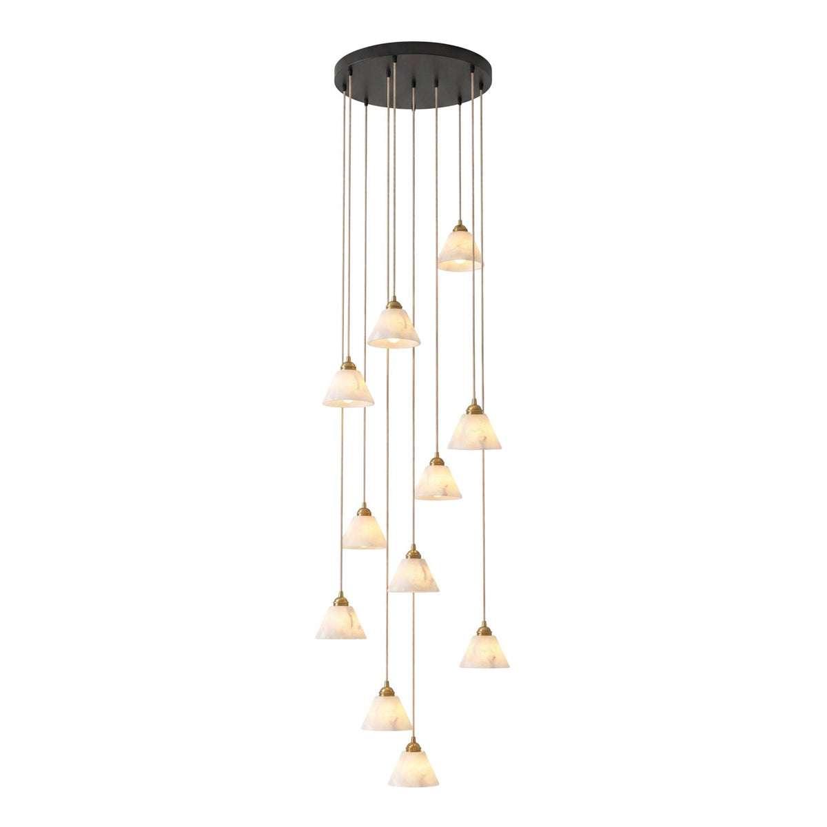 Conical Alabaster Brass Pendant Lamp