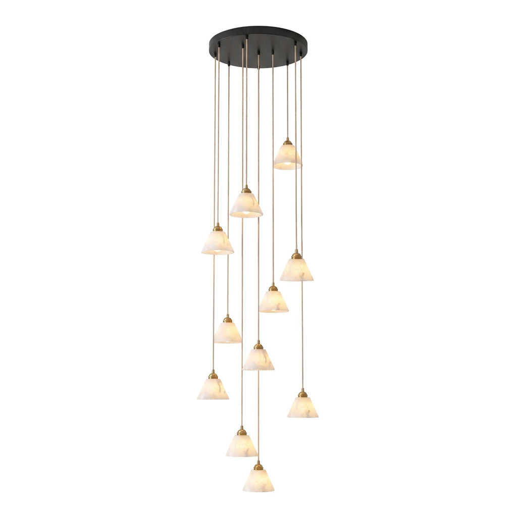 Conical Alabaster Brass Pendant Lamp