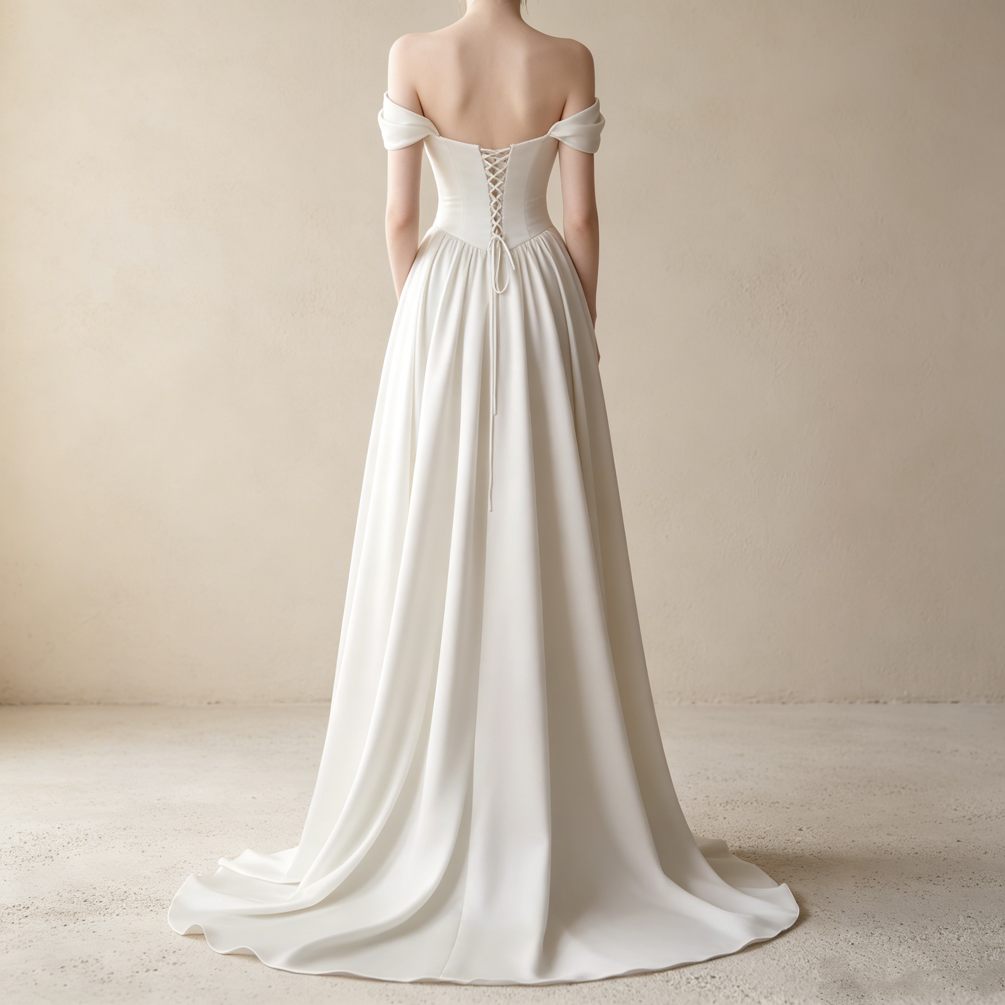 Schulterfreies Satin Abendkleid mit Drapee-Effekt – Elegantes Maxikleid