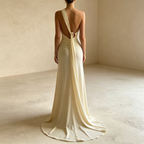 One-Shoulder Satin Abendkleid Elegant Maxi mit Schleppe Einschultriges Ballkleid Bodenlang für Damen