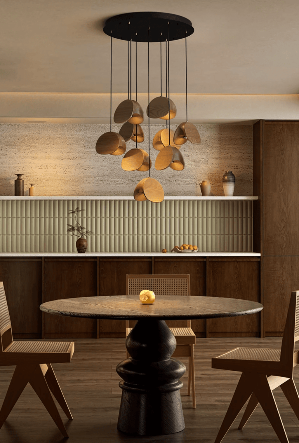 Orbit Fold Wood Pendant Light