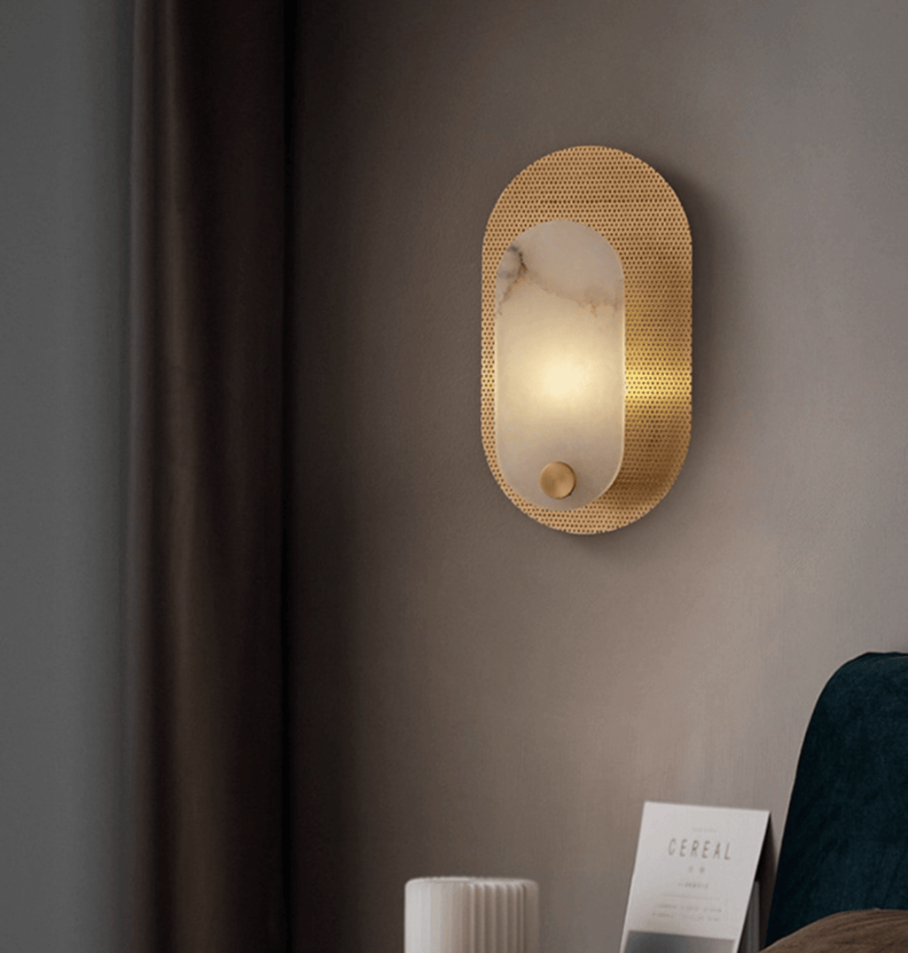 Perforated Oval Alabaster Wall Sconce