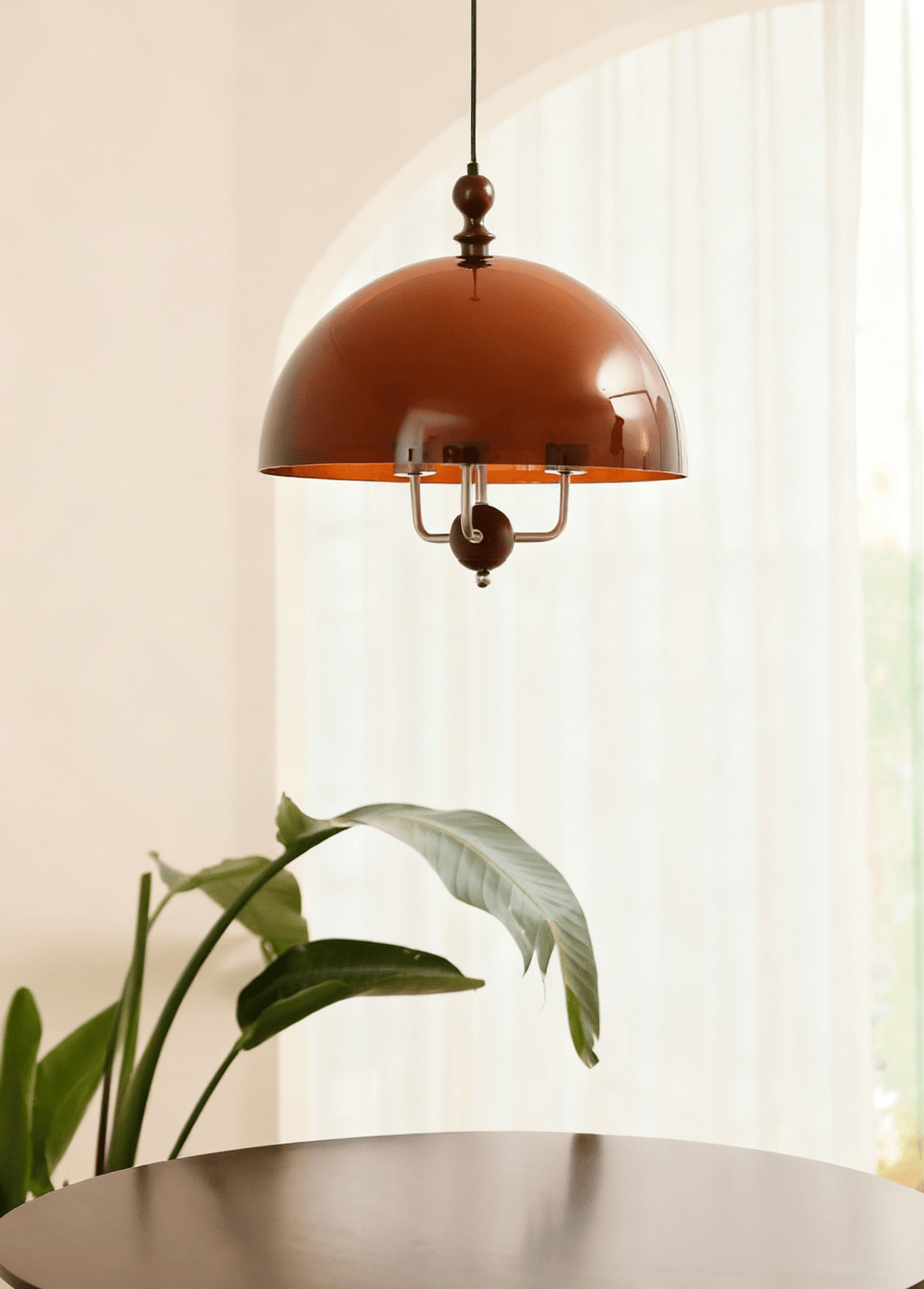 Amber Dome Shaped Pendant Light