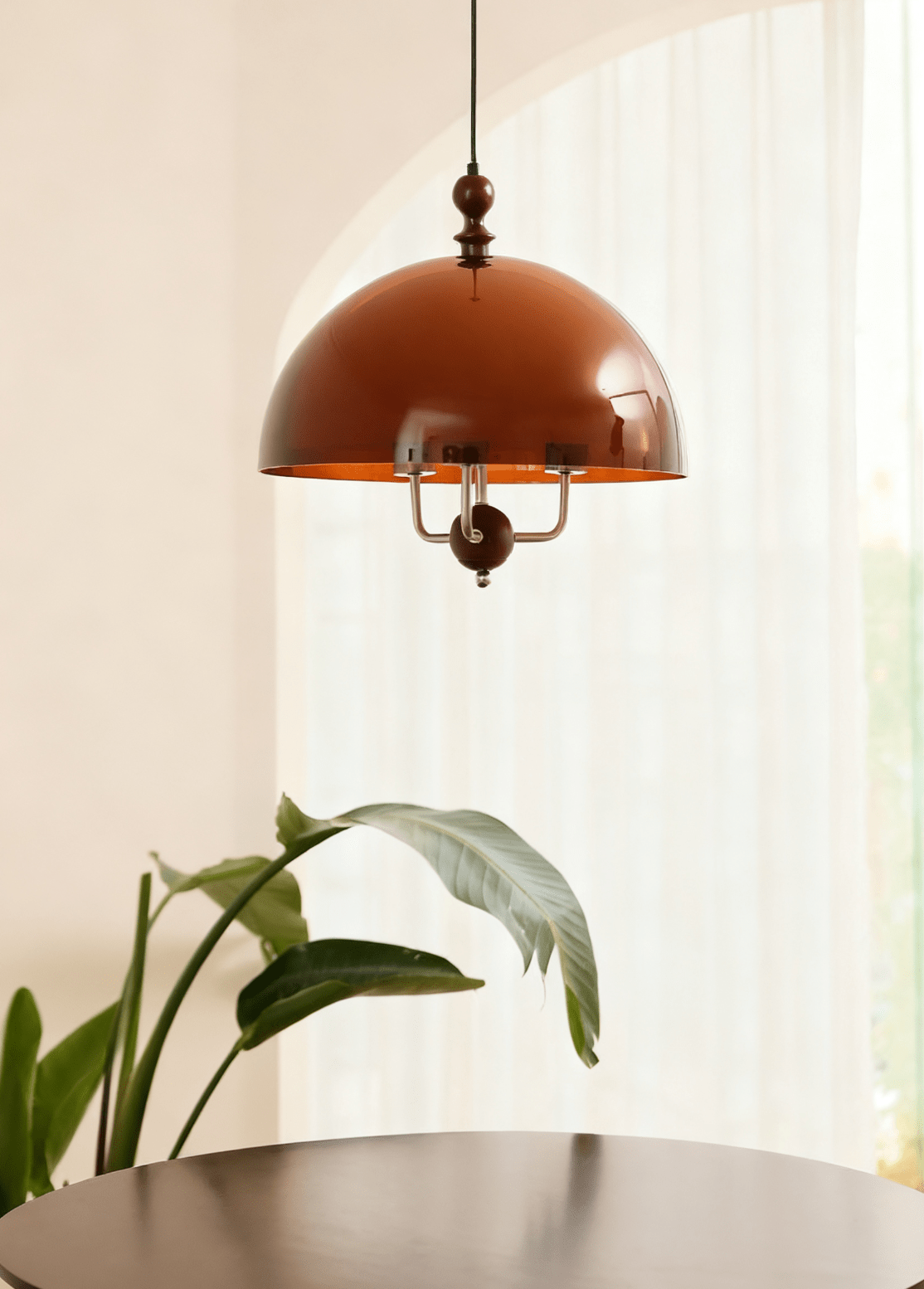 Amber Dome Shaped Pendant Light