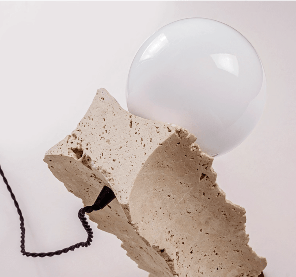 Terra Travertine Orb Table Lamp
