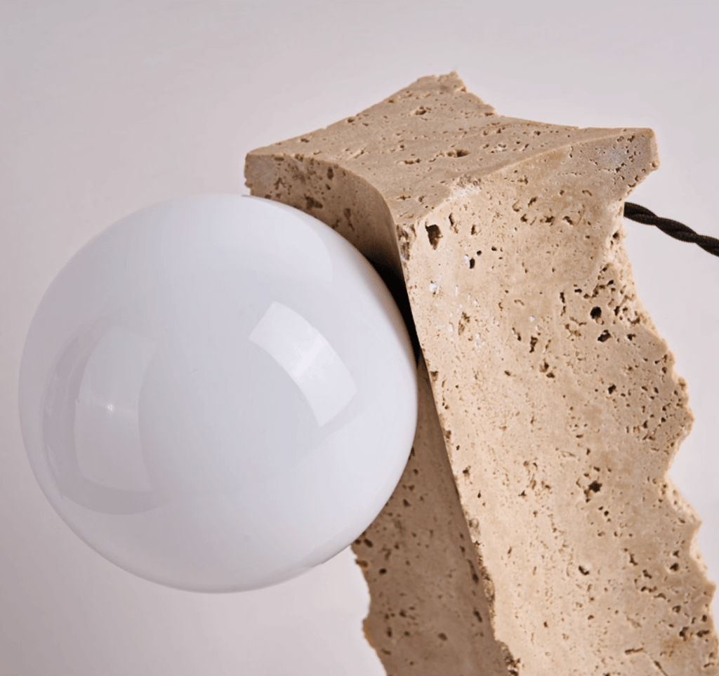 Terra Travertine Orb Table Lamp