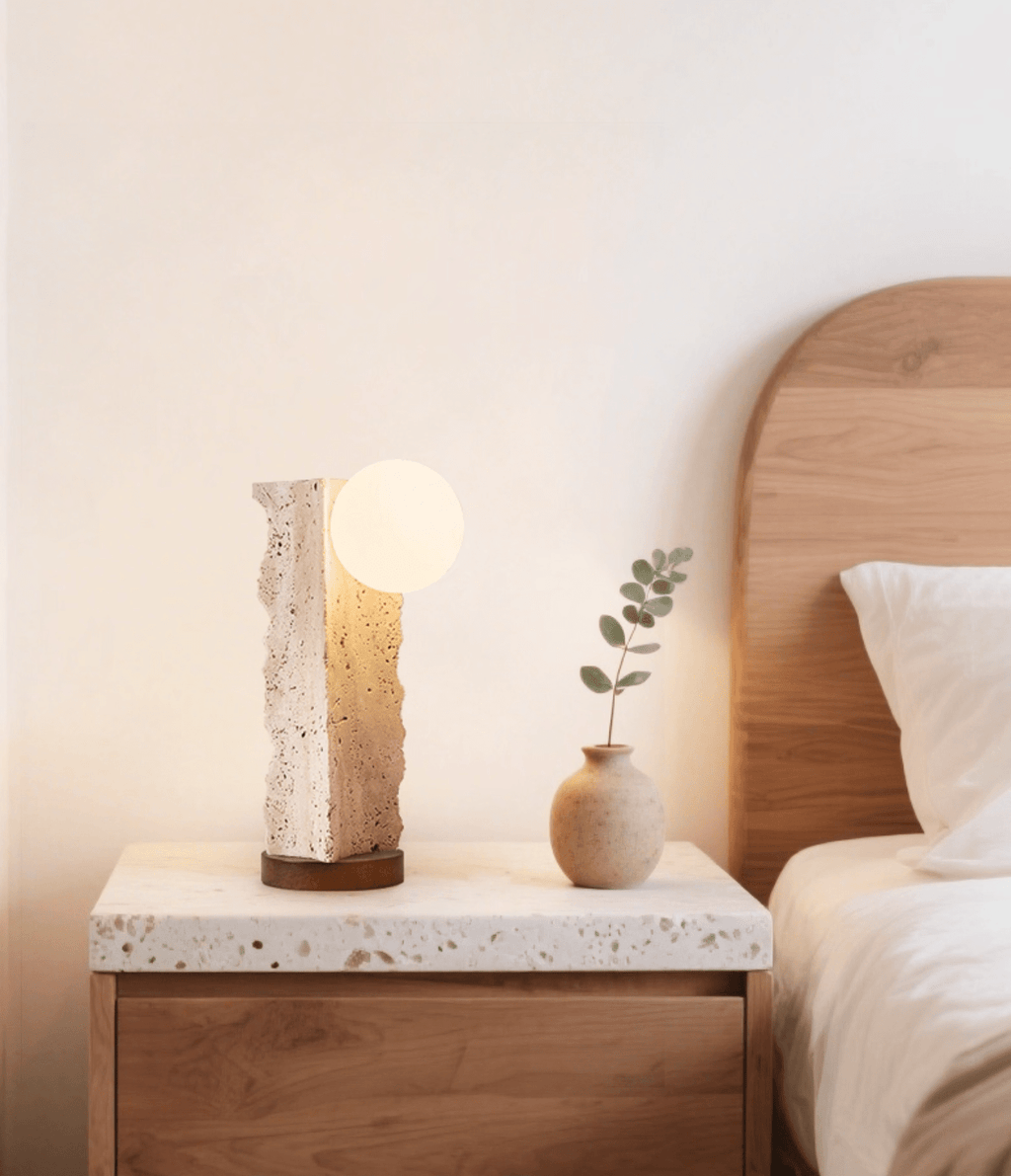 Terra Travertine Orb Table Lamp
