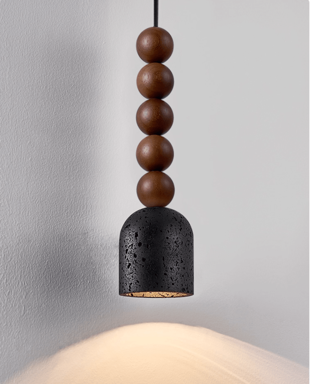 Wood Bead Travertine Pendant Light