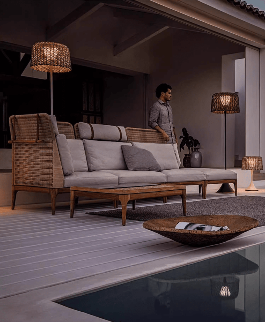 Callum Woven Solar Floor Lamp
