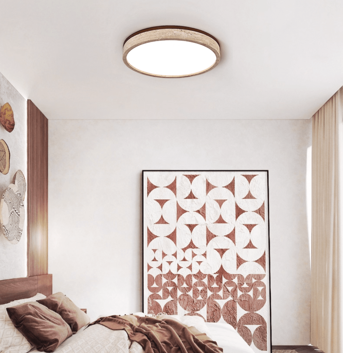 Travertine Halo Round Ceiling Lamp