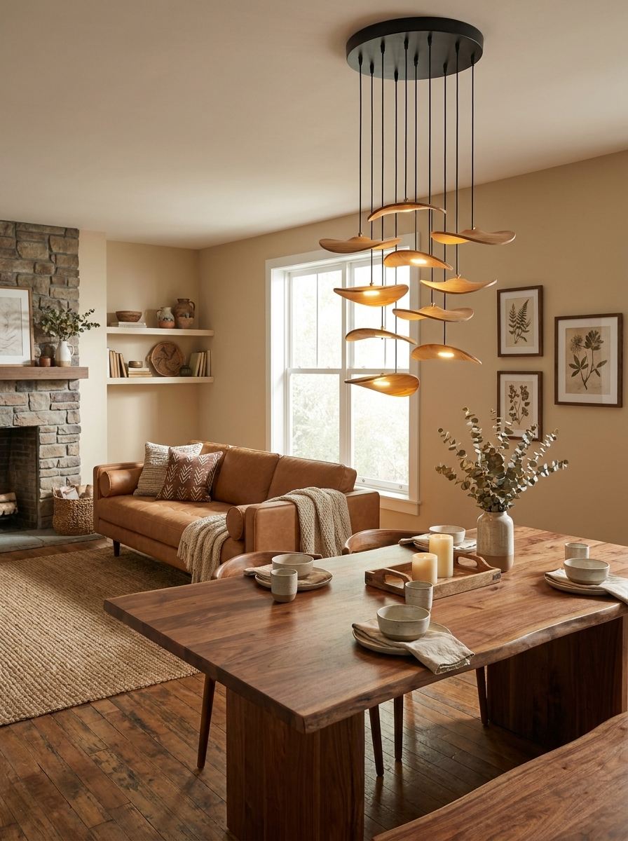 Gyre Wood Blade Chandelier
