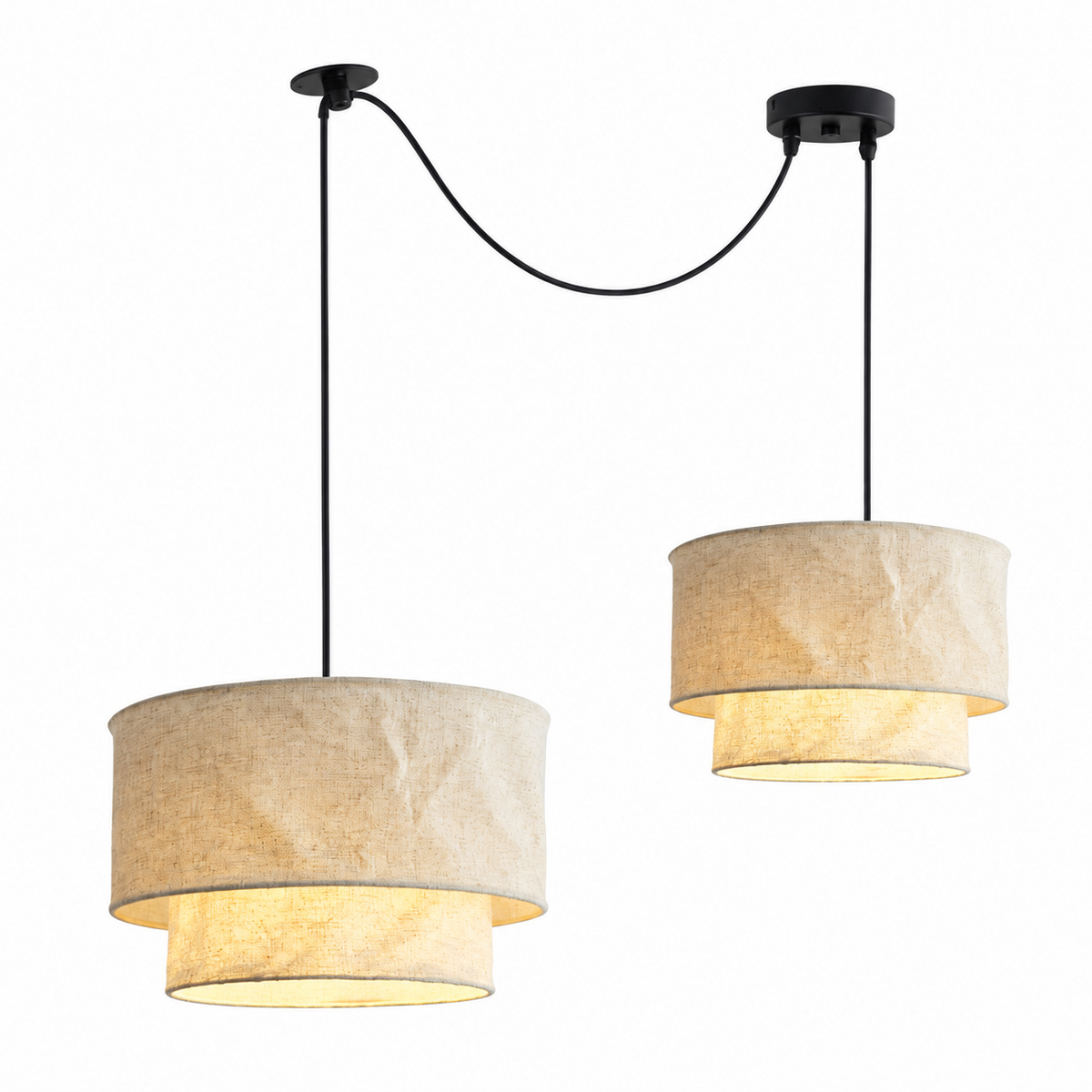Flax Linen Drum Pendant Lamp