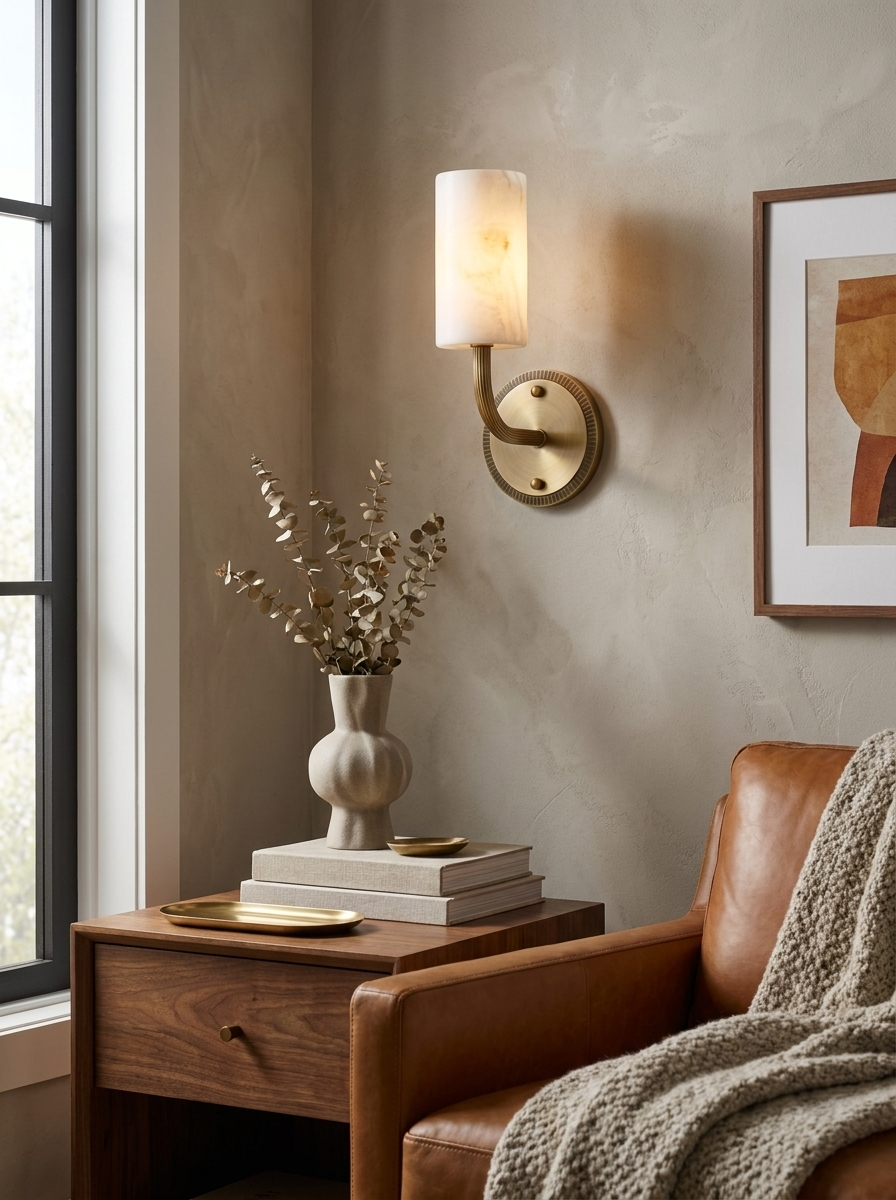 Rosette Alabaster Wall Sconce