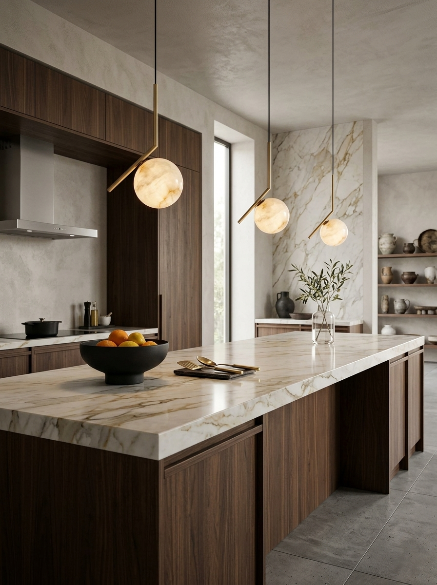 Selene Alabaster Globe Pendant Light