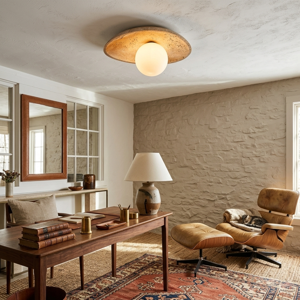 Ovella Travertine Pebble Ceiling Light