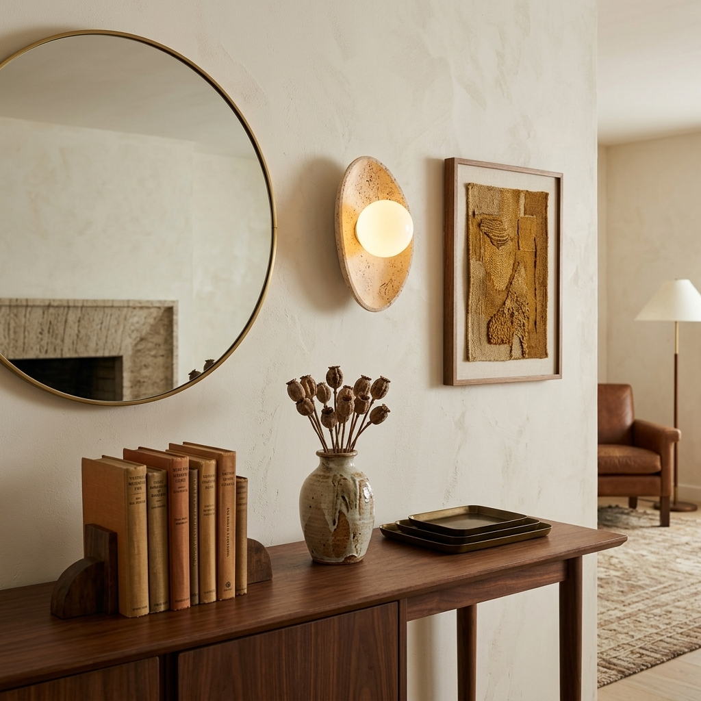 Ovella Travertine Pebble Wall Sconce