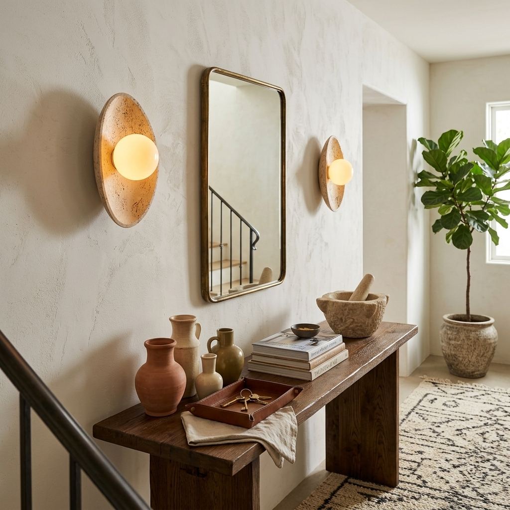 Ovella Travertine Pebble Wall Sconce