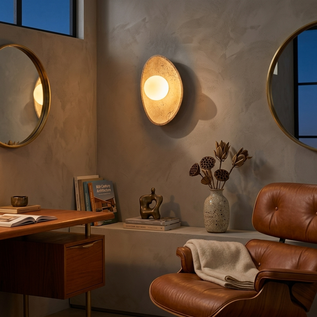Ovella Travertine Pebble Wall Sconce