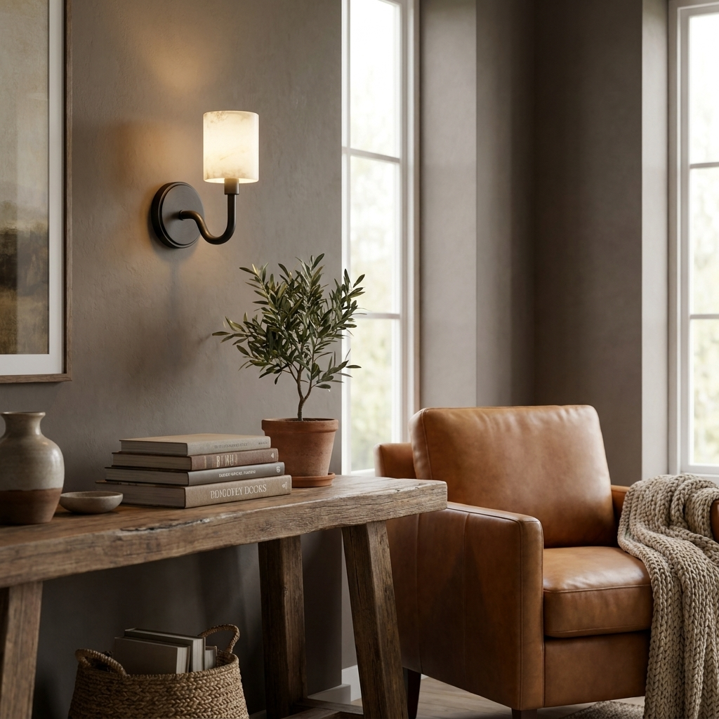 Pellarine Alabaster Cylinder Wall Sconce