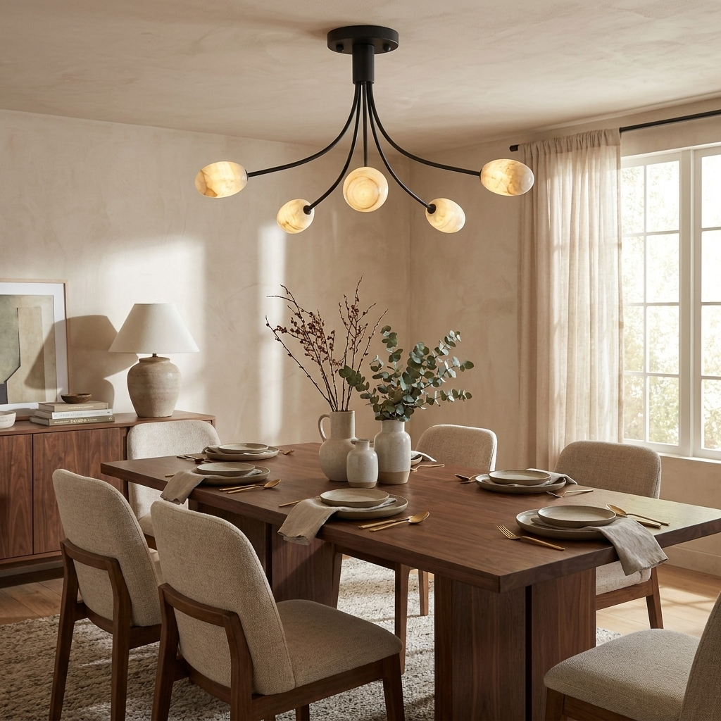 Pebrelle Alabaster Semi-Flush Ceiling Light