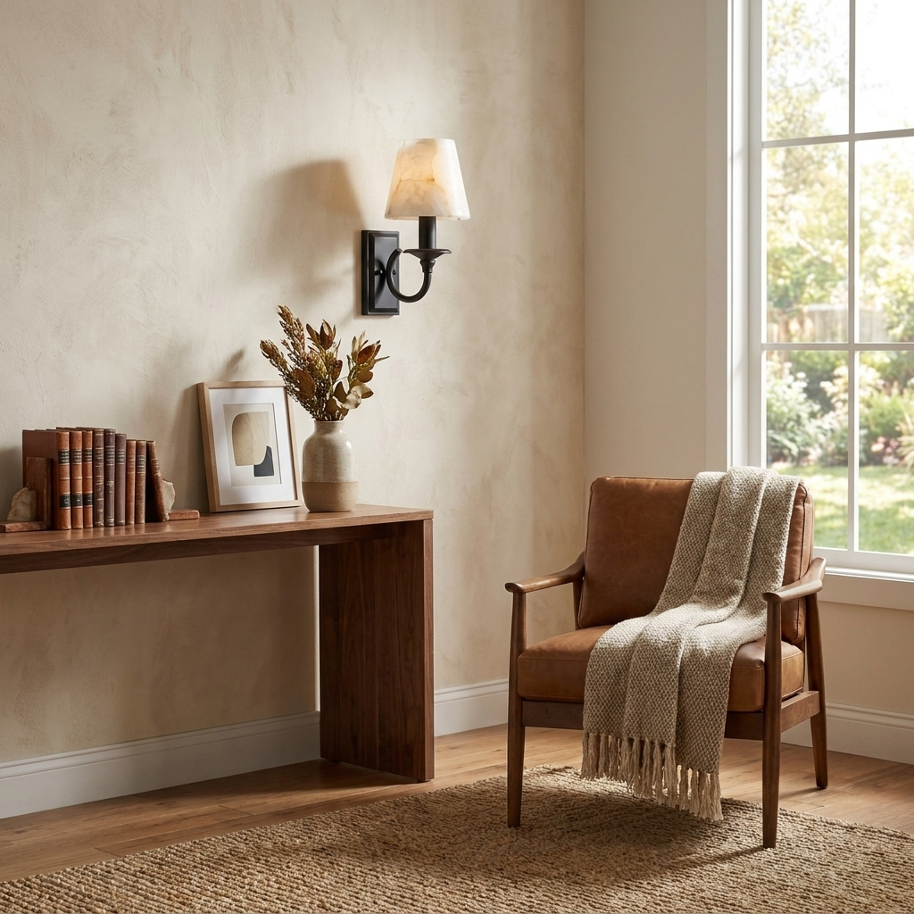 Ambrevil Alabaster Shade Wall Sconce