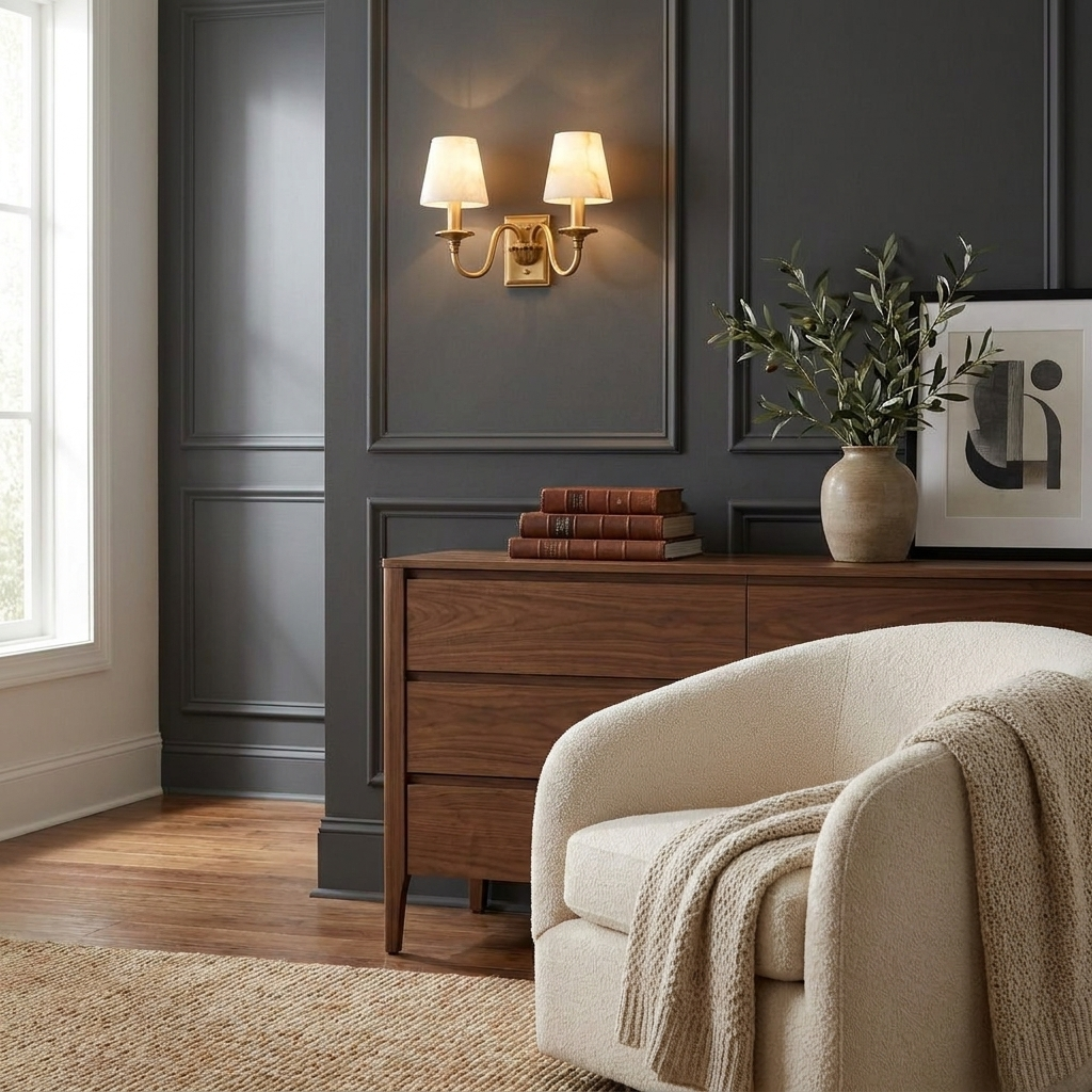 Ambrevil Alabaster Double Wall Sconce