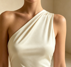 One-Shoulder Satin Abendkleid Elegant Maxi mit Schleppe Einschultriges Ballkleid Bodenlang für Damen
