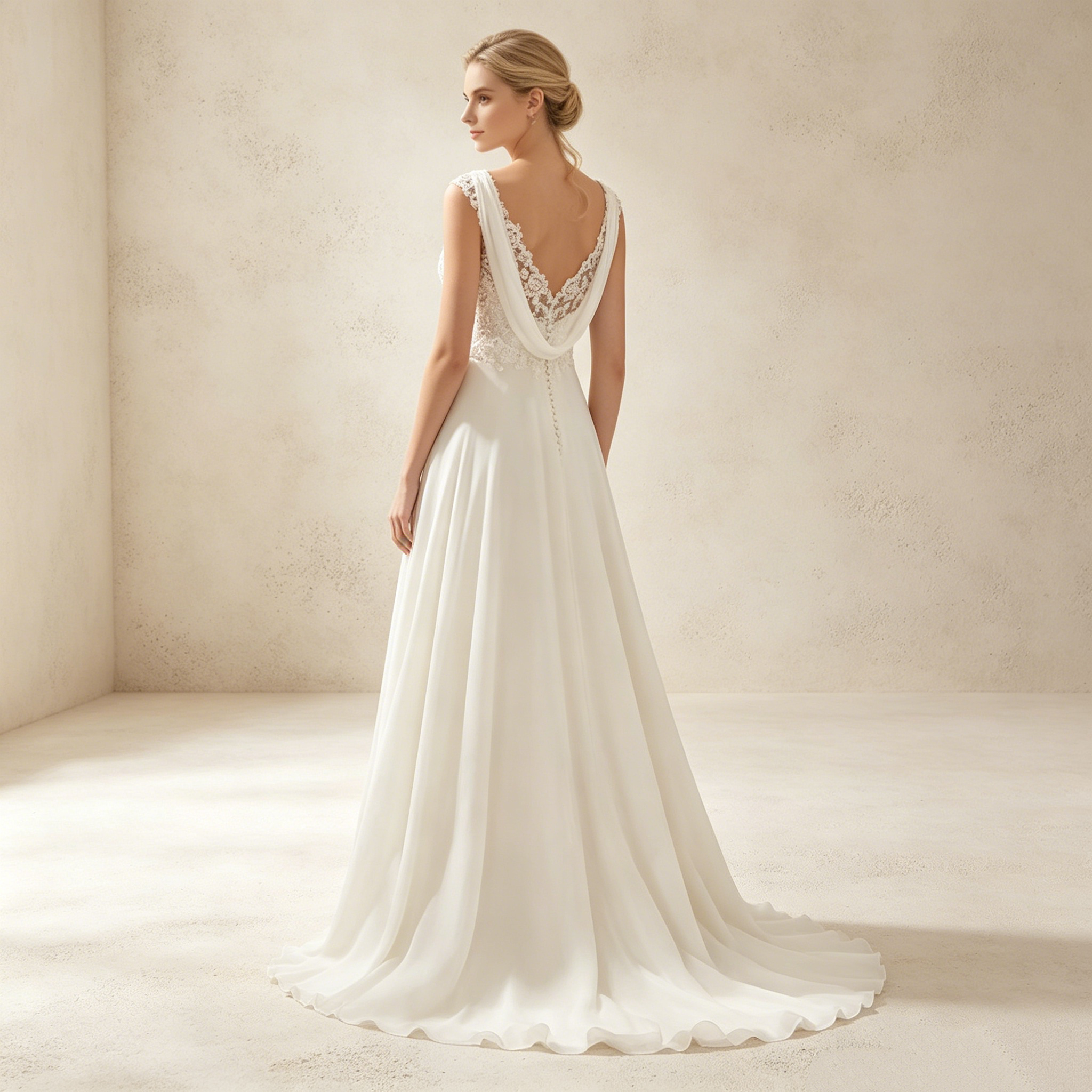 Elegantes A-Linien Abendkleid Weiß Bodenlang | Ärmellos Maxikleid mit Tiefem V-Ausschnitt, Feiner Spitzenstickerei und Fließendem Rock
