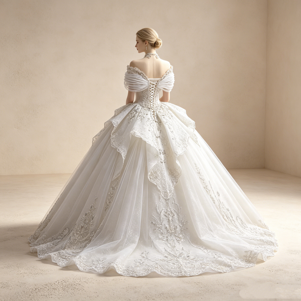 Off-Shoulder Abendkleid mit Spitze Elegant Ballkleid Bestickt