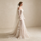 Langärmliges Meerjungfrau Abendkleid mit Spitze – Elegantes Maxikleid mit Schleppe