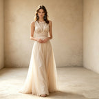 Elegantes A-Linien Abendkleid mit Spitze – Stilvolles Maxi-Festkleid aus Tüll