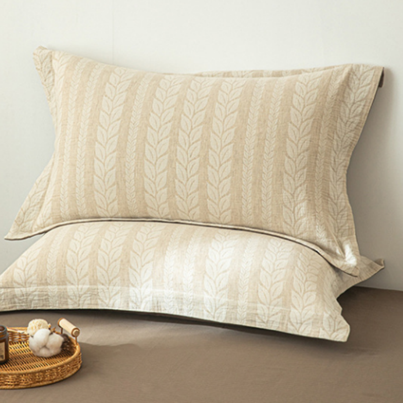 4-teiliges Bettwäsche-Set im Wendedesign – Baumwolle-Leinen Mix in Beige & Dunkelbraun, Atmungsaktiv & Weich