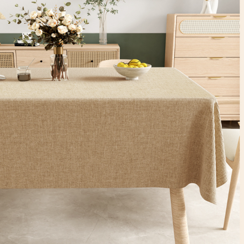 Heavyweight Pure Linen Tablecloth - Solid Color Rectangle Table Cover for Kitchen & Dining, Breathable & Durable