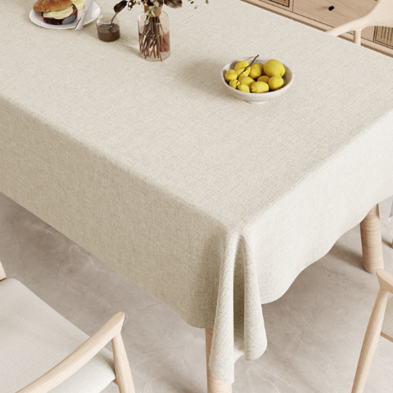Heavyweight Pure Linen Tablecloth - Solid Color Rectangle Table Cover for Kitchen & Dining, Breathable & Durable