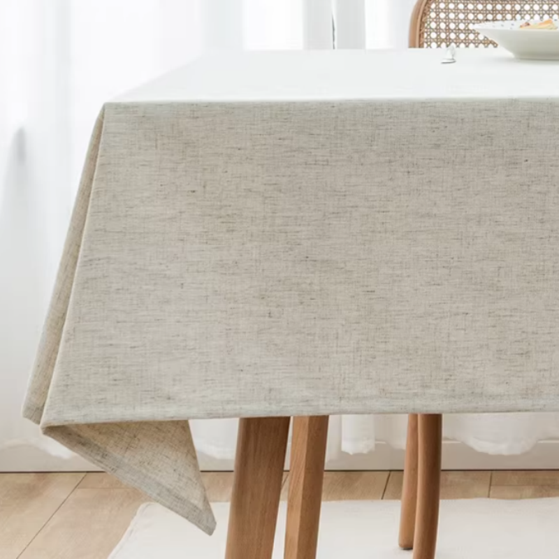 Textured Pure Linen Tablecloth - Soft Rectangle Table Cover for Dining & Kitchen, Breathable & Durable Fabric