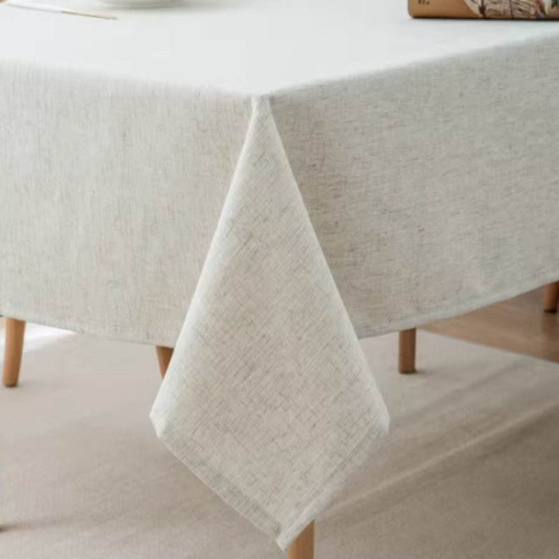 Textured Pure Linen Tablecloth - Soft Rectangle Table Cover for Dining & Kitchen, Breathable & Durable Fabric