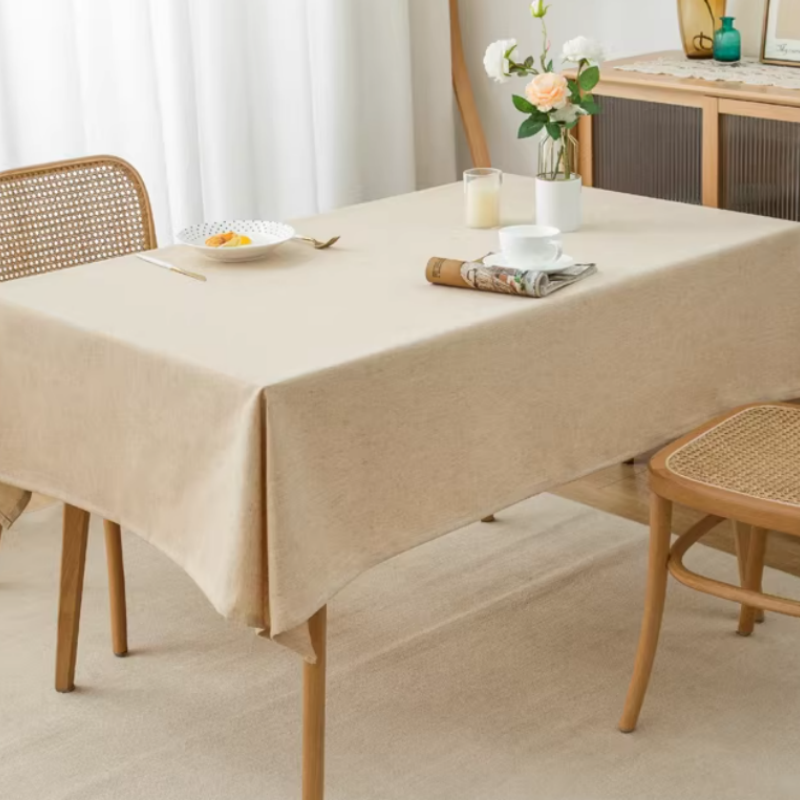 Textured Pure Linen Tablecloth - Soft Rectangle Table Cover for Dining & Kitchen, Breathable & Durable Fabric