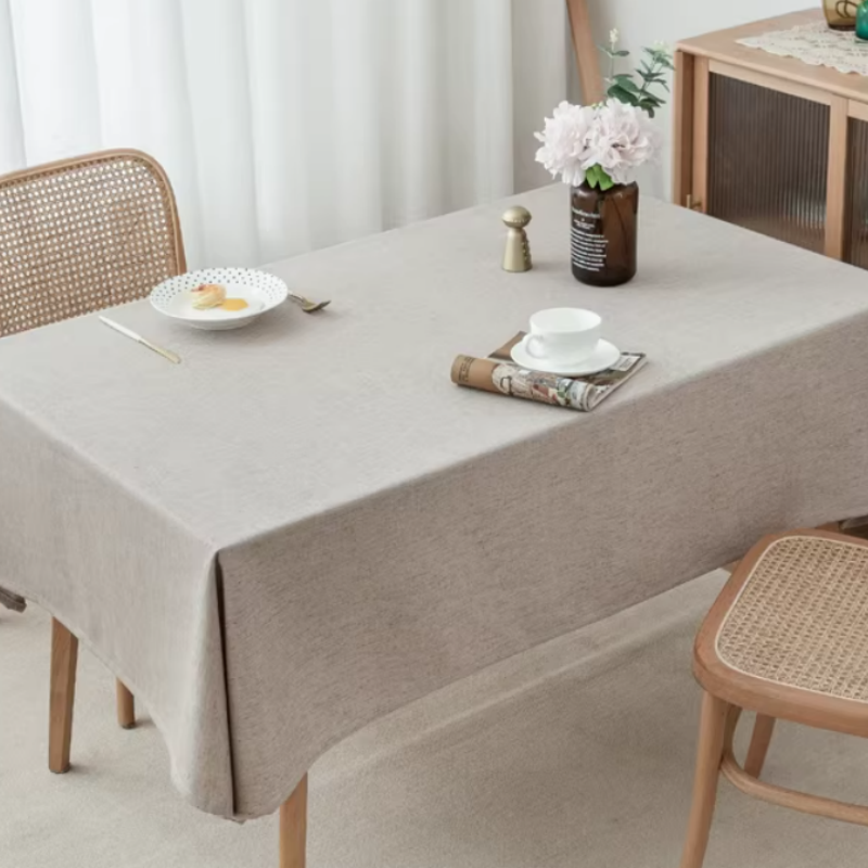 Textured Pure Linen Tablecloth - Soft Rectangle Table Cover for Dining & Kitchen, Breathable & Durable Fabric
