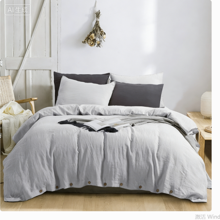 Bettwäsche-Set aus reinem Leinen – Premium 4-teiliges Set mit Bettbezug & Kissenbezügen – Nachhaltige Naturfaser Bettgarnitur