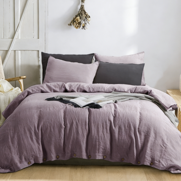 Bettwäsche-Set aus reinem Leinen – Premium 4-teiliges Set mit Bettbezug & Kissenbezügen – Nachhaltige Naturfaser Bettgarnitur