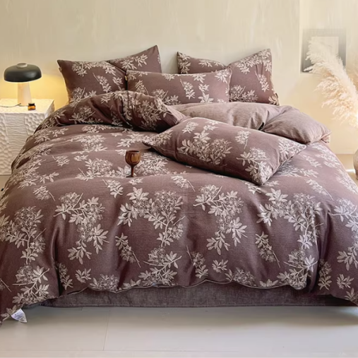 Bettwäsche-Set mit Botanik-Print - Weiche Baumwolle im Landhausstil - Vintage Blumendesign für Schlafzimmer - Atmungsaktiv & Hautfreundlich