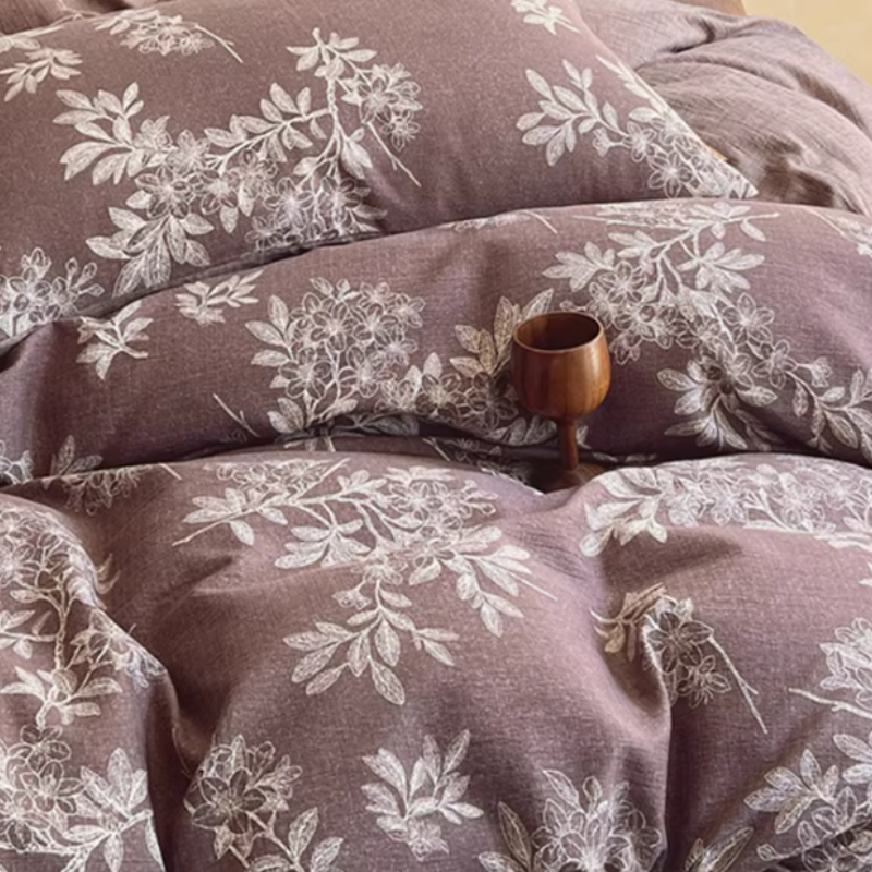 Bettwäsche-Set mit Botanik-Print - Weiche Baumwolle im Landhausstil - Vintage Blumendesign für Schlafzimmer - Atmungsaktiv & Hautfreundlich