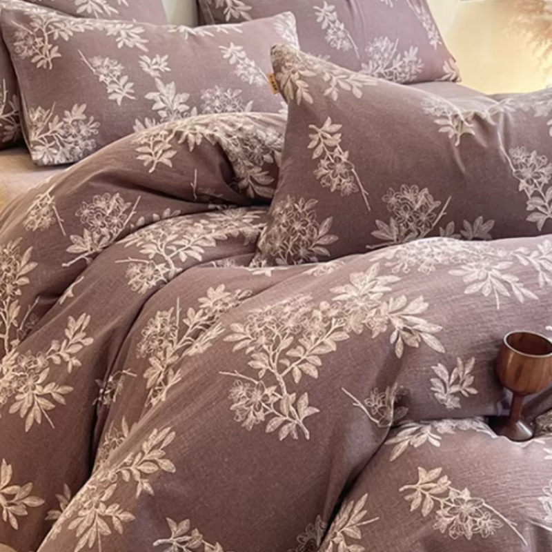 Bettwäsche-Set mit Botanik-Print - Weiche Baumwolle im Landhausstil - Vintage Blumendesign für Schlafzimmer - Atmungsaktiv & Hautfreundlich