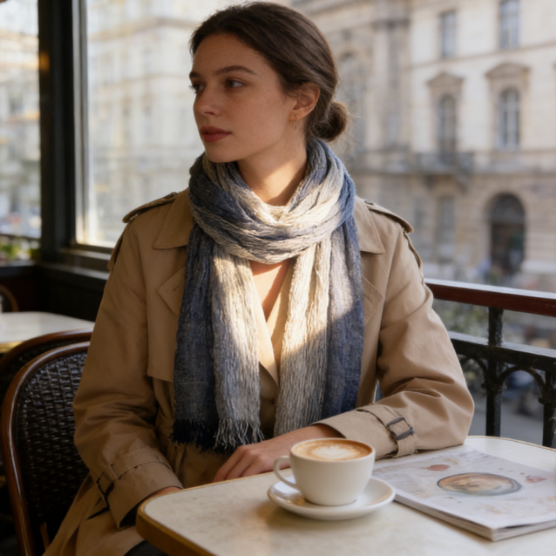 Premium Schal aus reinem Leinen – Zweifarbiges Wendedesign, Leichter Sommerschal für Damen & Herren, 180x70 cm