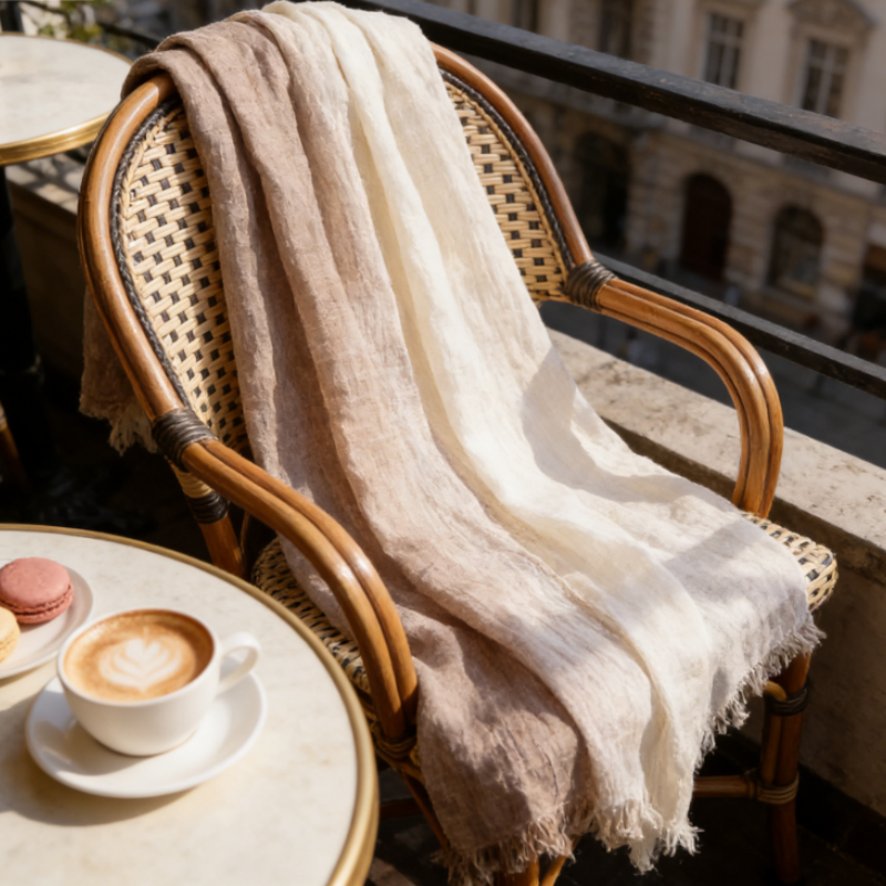 Premium Schal aus reinem Leinen – Zweifarbiges Wendedesign, Leichter Sommerschal für Damen & Herren, 180x70 cm