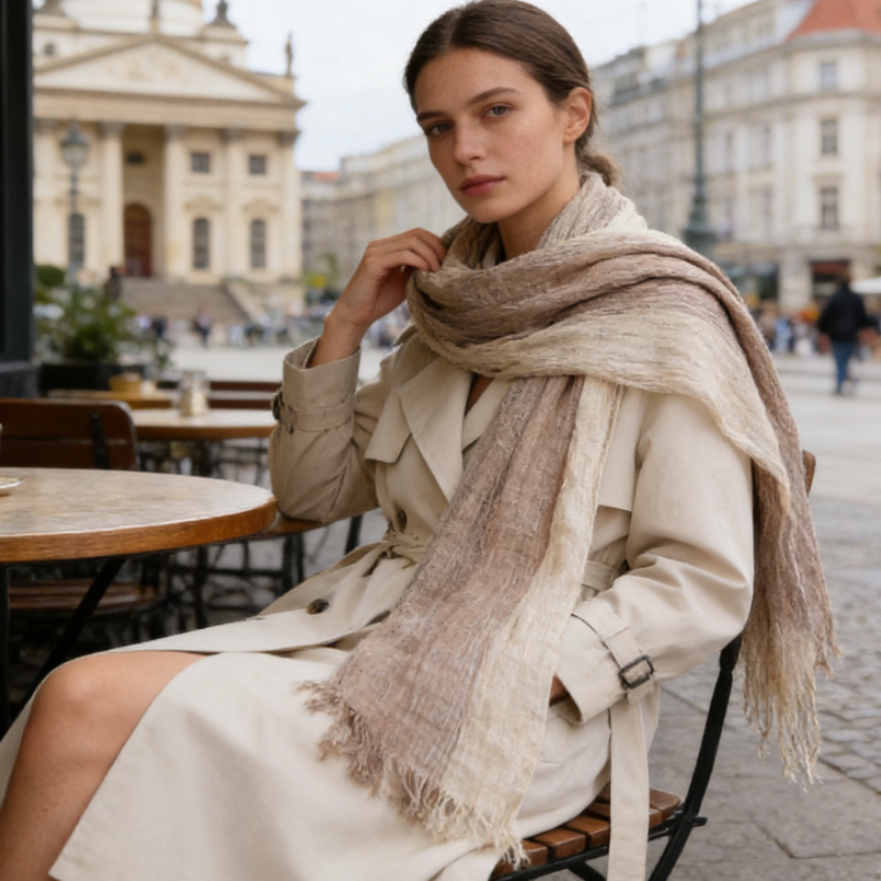 Premium Schal aus reinem Leinen – Zweifarbiges Wendedesign, Leichter Sommerschal für Damen & Herren, 180x70 cm