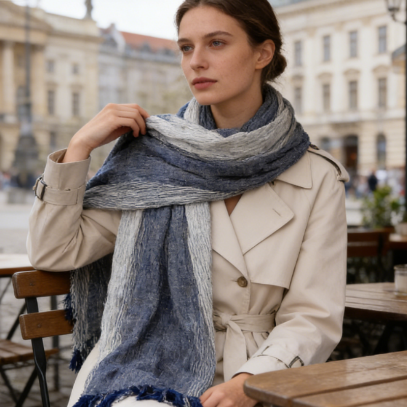 Premium Schal aus reinem Leinen – Zweifarbiges Wendedesign, Leichter Sommerschal für Damen & Herren, 180x70 cm